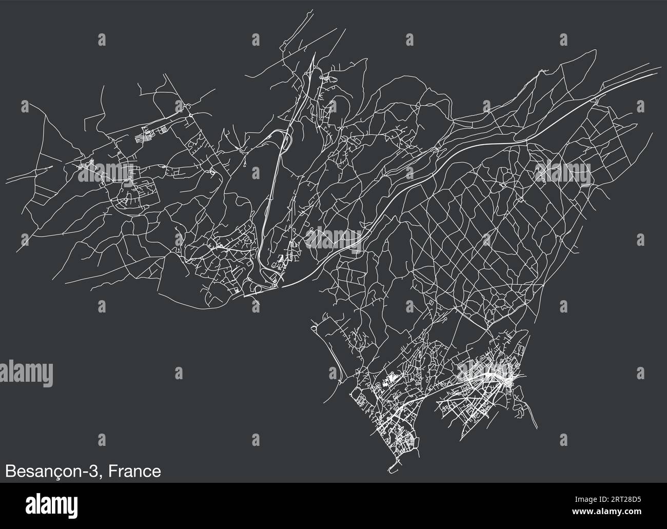 Street roads map of the BESANCON-3 CANTON, BESANCON Stock Vector Image ...