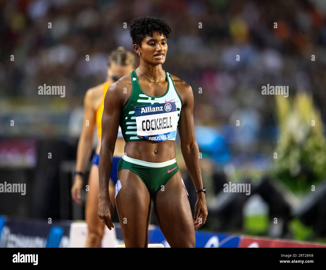 Anna Cockrell of the USA competing in the women’s 400m hurdles at the