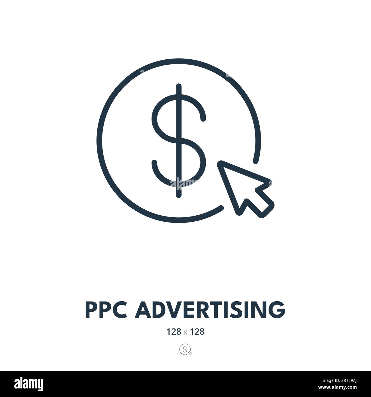 PPC Advertising Icon. Pay Per Click, Advertisement, Banner. Editable Stroke. Simple Vector Icon Stock Vector