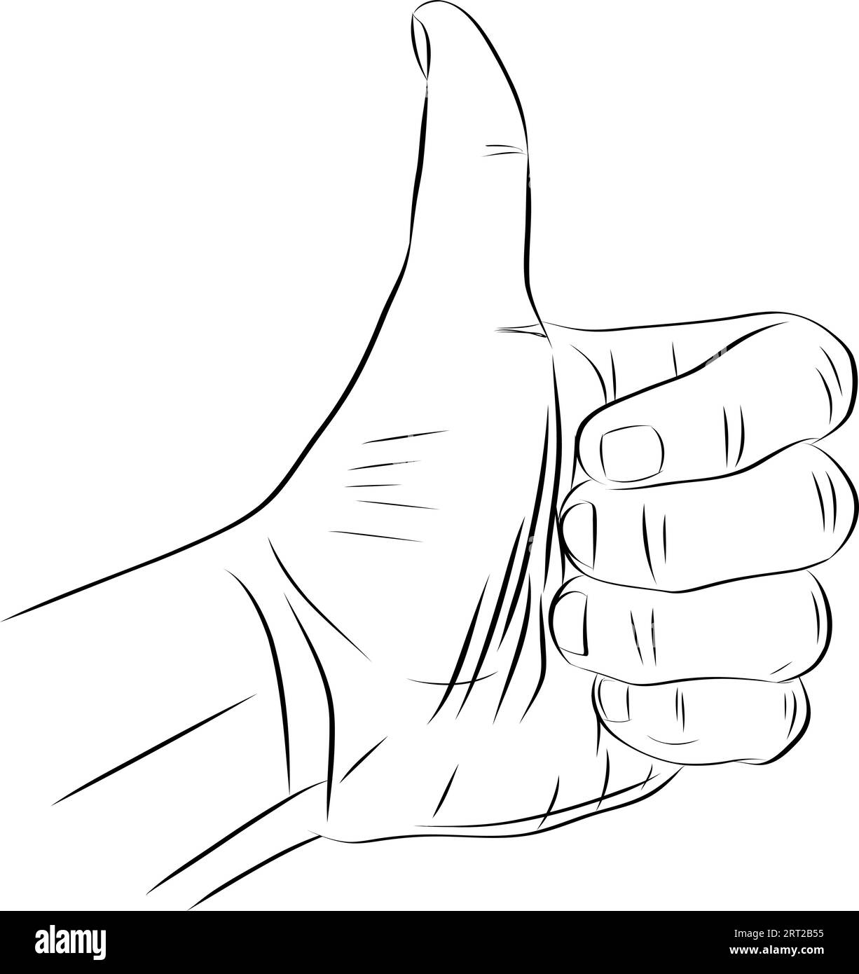 Hand showing symbol Like. Making thumb up gesture sketch illustration ...