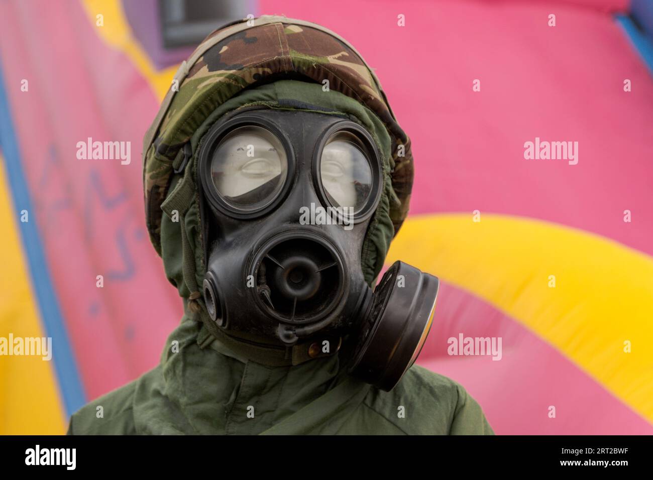 Army mannequin with gas mask. Southport Air Show 2023. Stock Photo