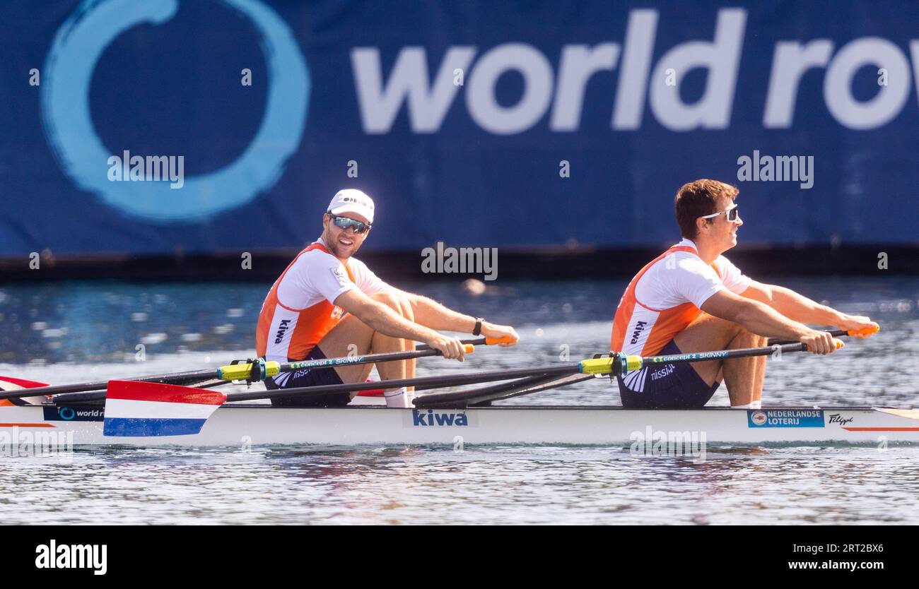 BELGRADE - Melvin Twellaar and Stef Broenink in action during the final  two-man single scull on the eighth and final day of the World Rowing  Championships in the Serbian capital Belgrade. ANP