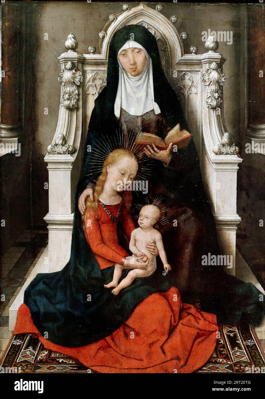 Panel of a diptych: The Virgin and Child with Saint Anne, c.1480. Found in the collection of the Alte Pinakothek, Munich. Stock Photo