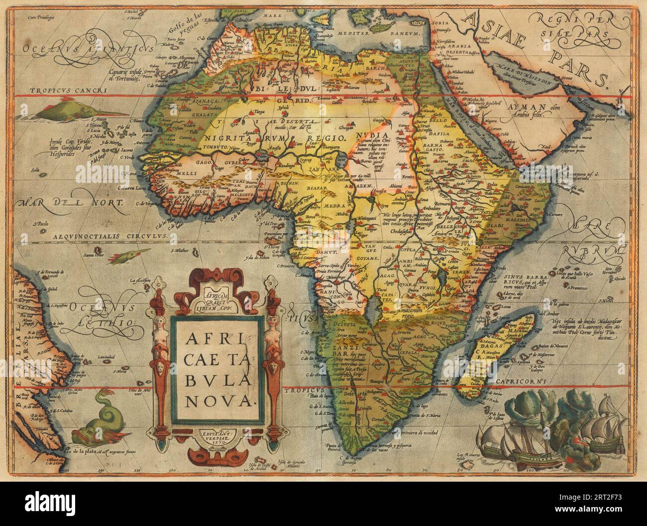 Africae Tabula Nova. From Theatrum Orbis Terrarum, 1572. Private Collection. Stock Photo
