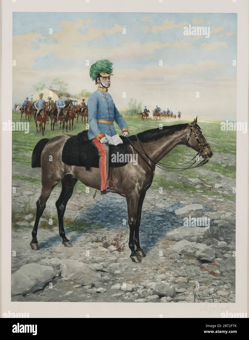Archduke Albrecht of Austria (1817-1895) on the maneuver field, c.1900. Private Collection. Stock Photo