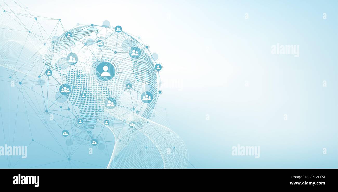 Global network connection concept. Big data visualization. Social ...