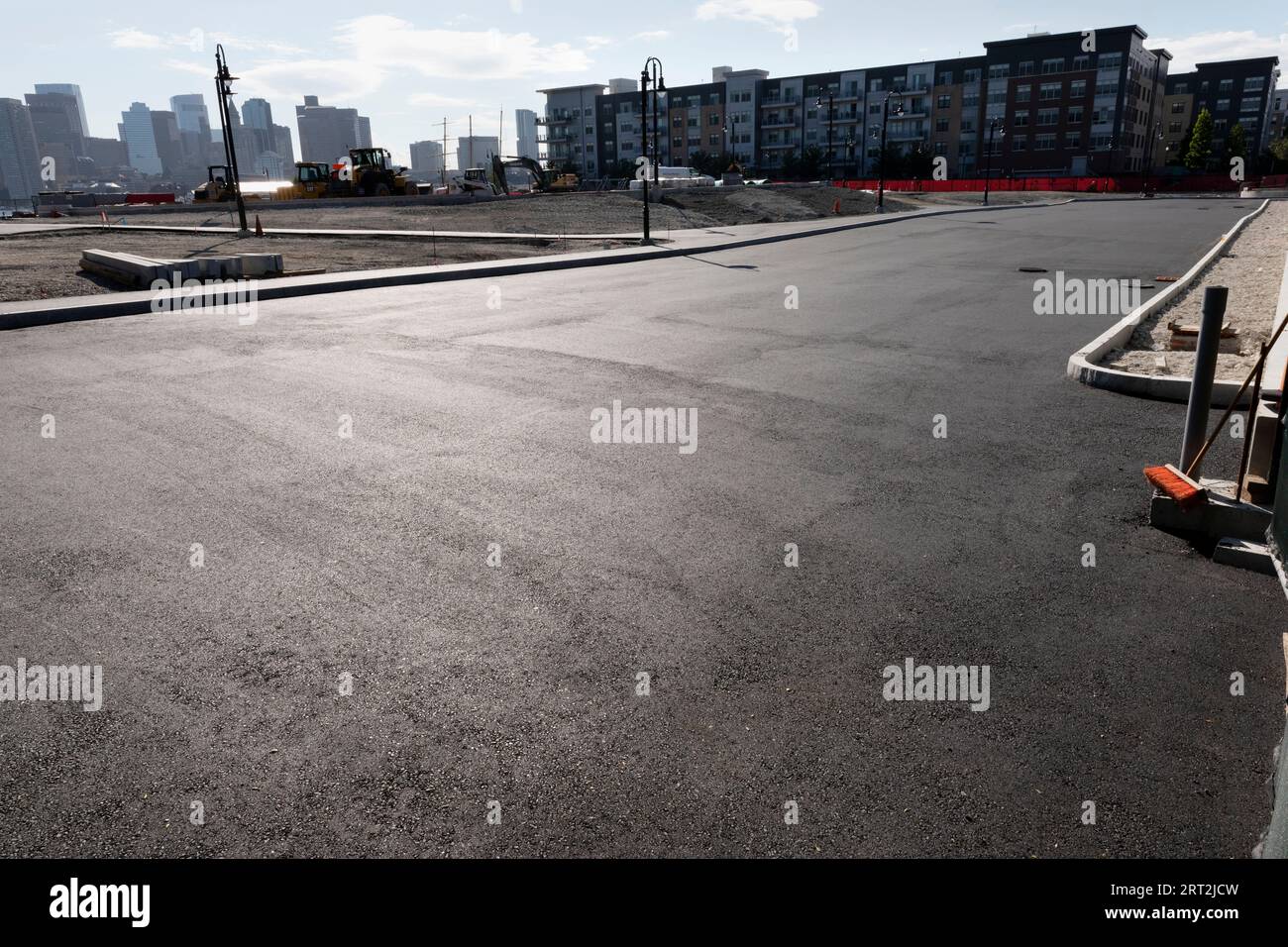 Piers Park Phase II parking lot construction Boston Stock Photo Alamy
