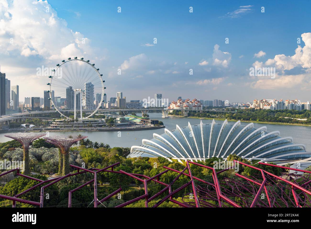 Flower Dome and Singapore Flyer, Gardens by the Bay, Singapore Stock Photo