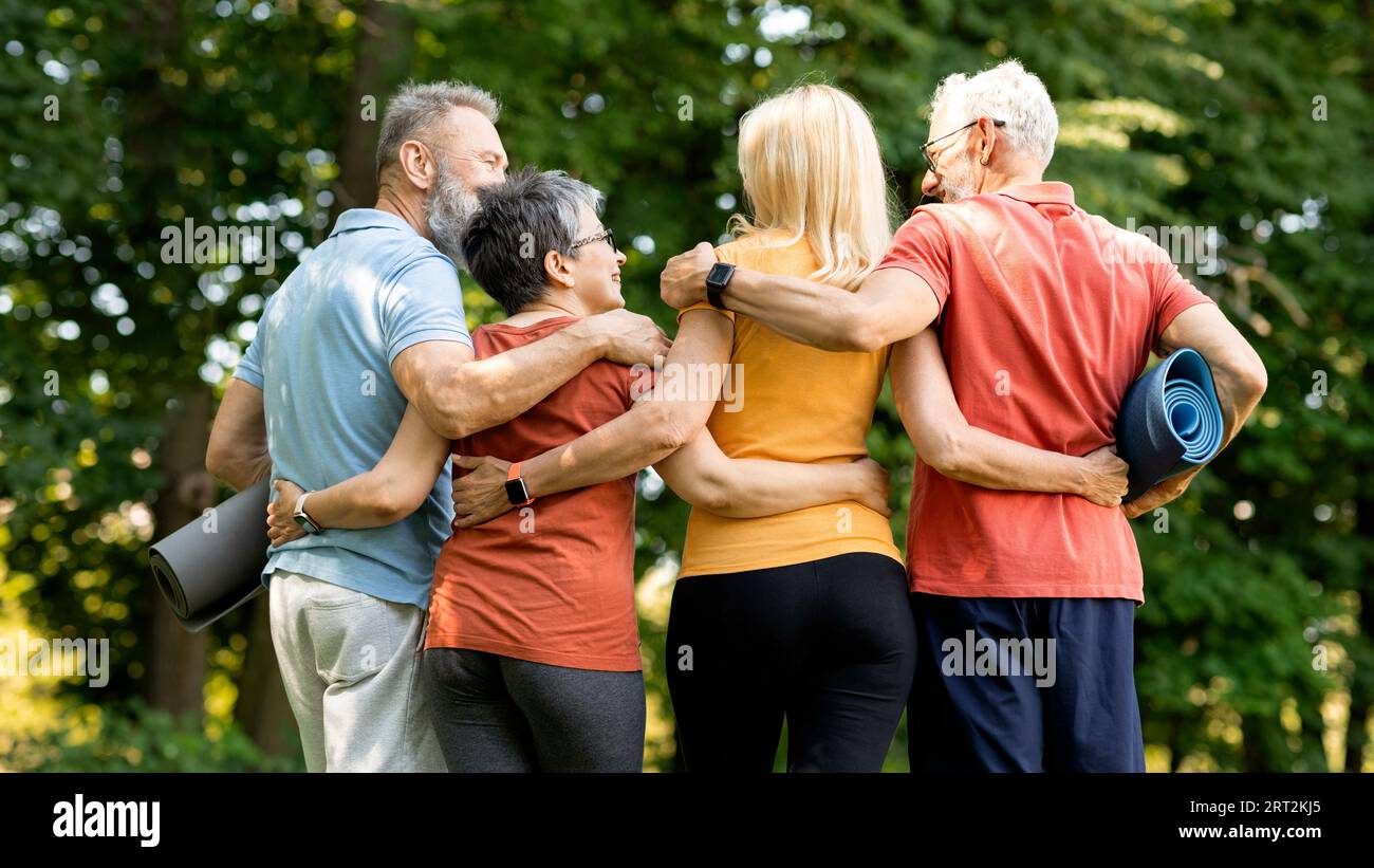 Rear view group aged sporty hi-res stock photography and images - Alamy