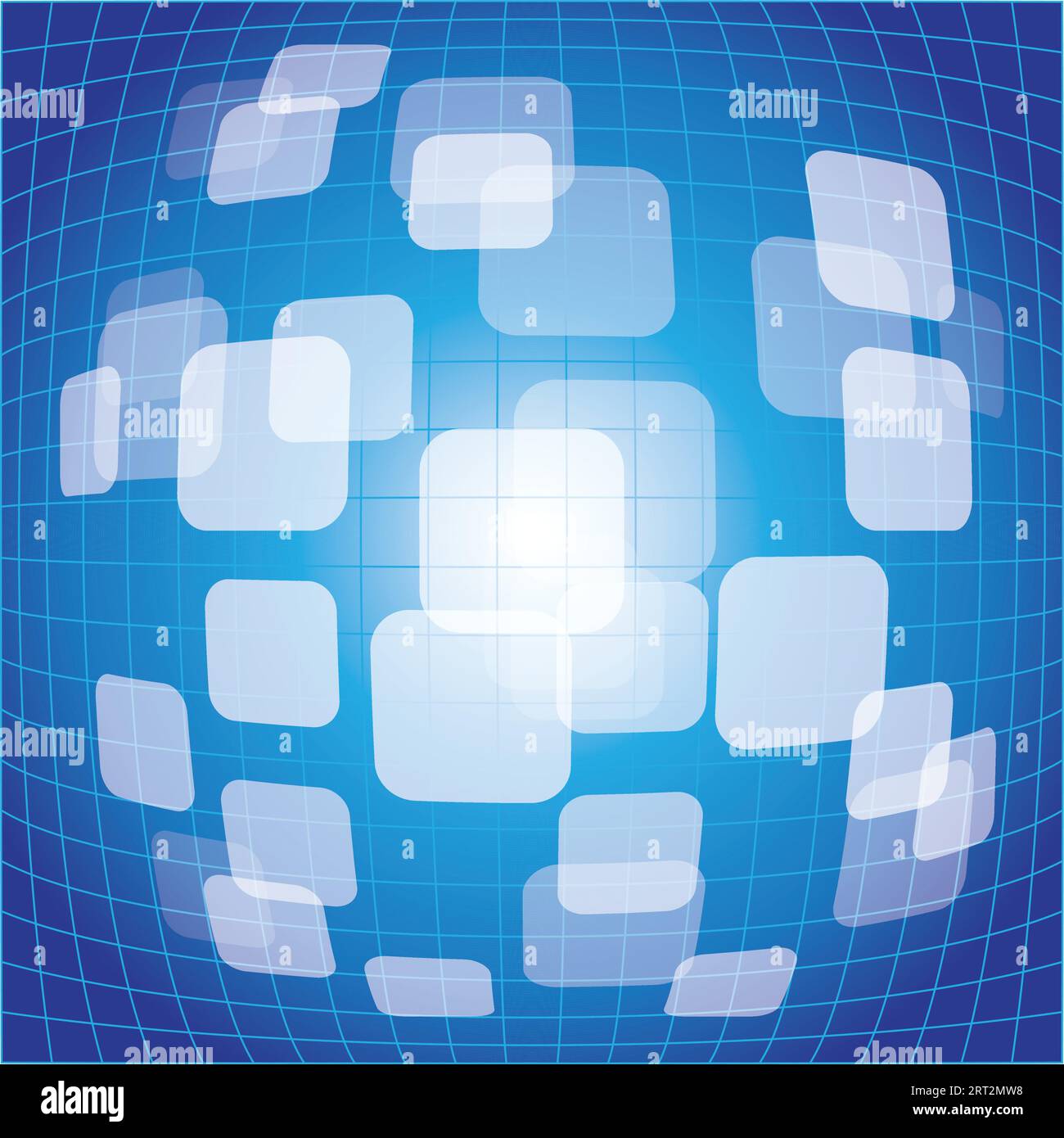3D warped squares on blue background vector Stock Vector