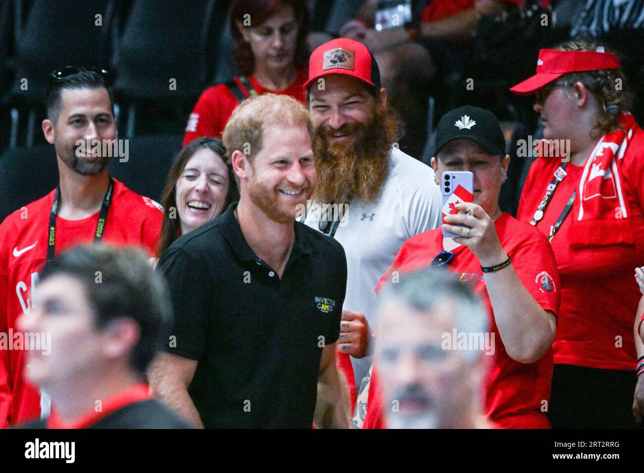 Düsseldorf, Germany. 10th Sep, 2023. Prince Harry, the Duke of Sussex watches New Zealand v Canada in the wheelchair rugby and chats to invitees and spectators. The Invictus Games 2023 Day 1 of competitions. The motto of the Invictus Games Düsseldorf is 'A Home for Respect', which characterises the spirit of the games. 21 nations take part in the games this year. Credit: Imageplotter/Alamy Live News Stock Photo