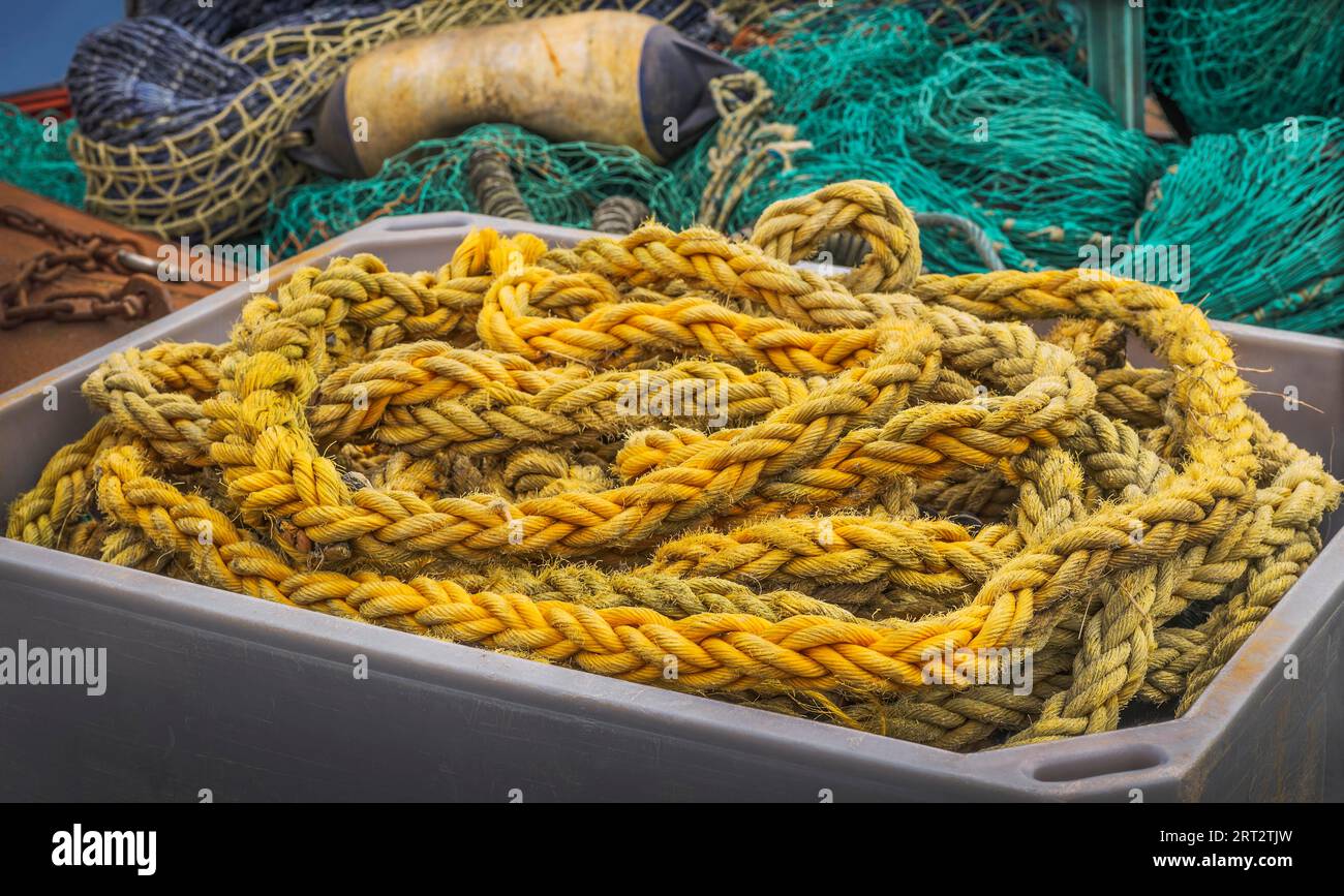 Fishing nets in the harbour of Kappeln (SchleswigHolstein Stock Photo
