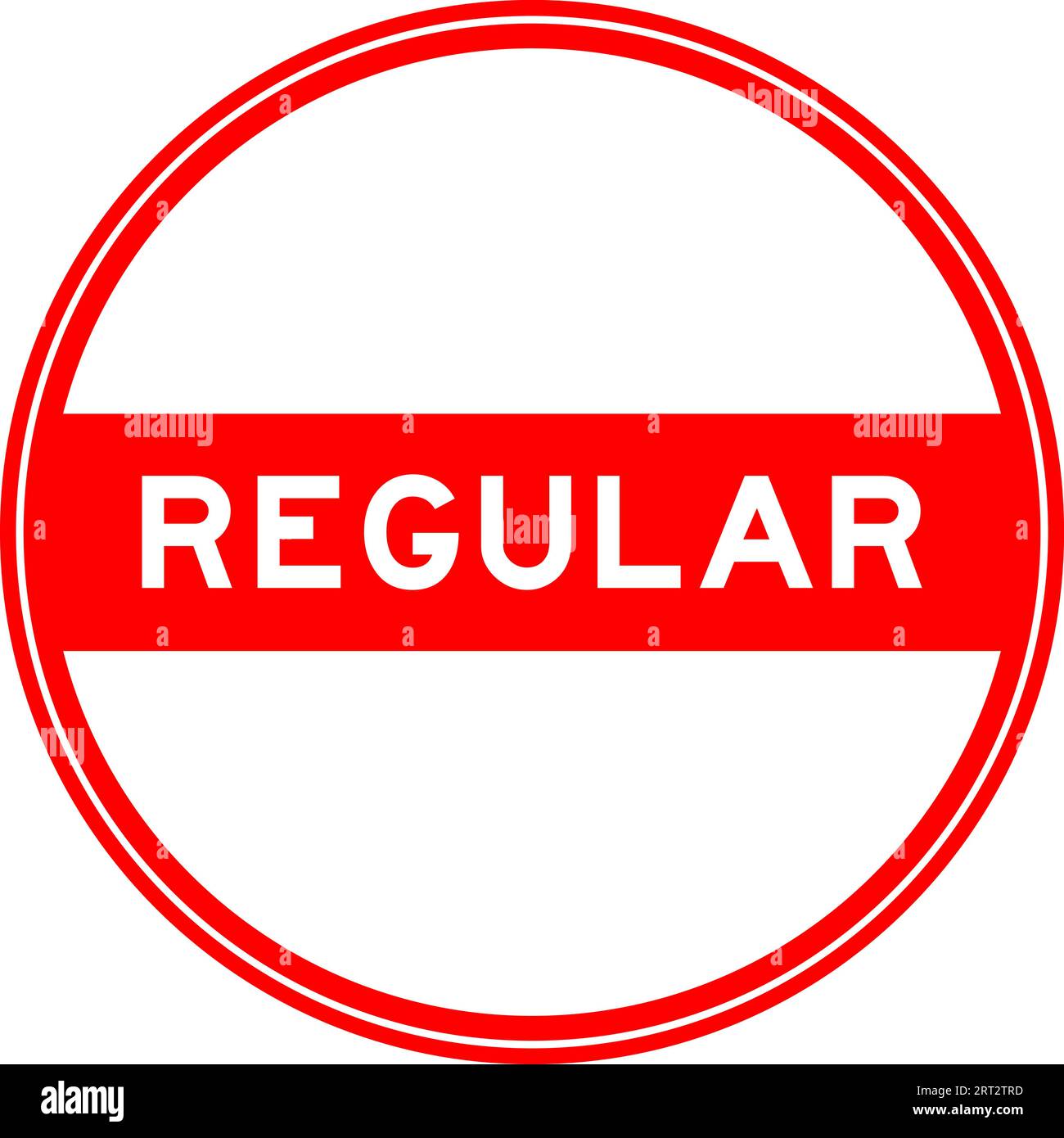 Red color round seal sticker in word regular on white background Stock