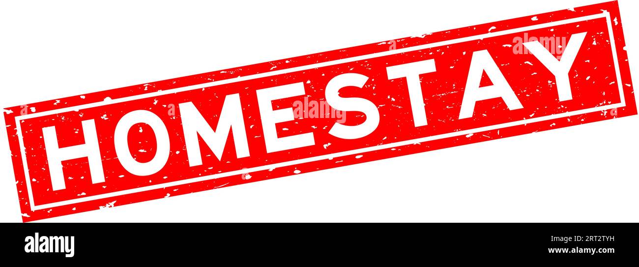 Grunge red homestay word square rubber seal stamp on white background Stock Vector