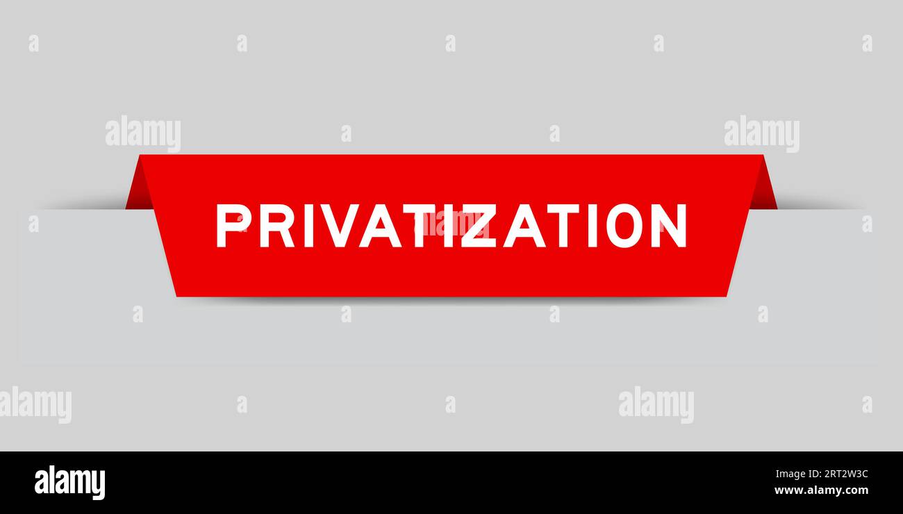 Red color inserted label with word privatization on gray background Stock Vector