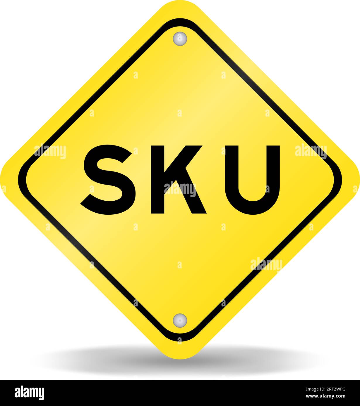 Yellow color transportation sign with word SKU (Abbreviation of stock