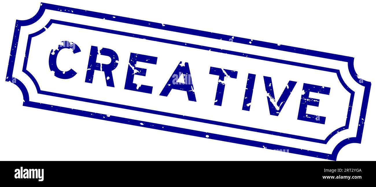 Grunge blue creative word rubber seal stamp on white background Stock ...