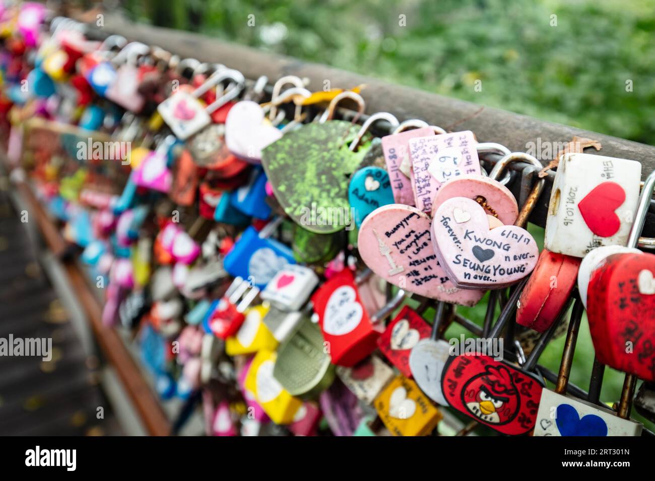 SEOUL, SOUTH KOREA, AUGUST 25, 2018: Thousands of Love locks at N Seoul Tower, Namsan Park. South Korea Stock Photo