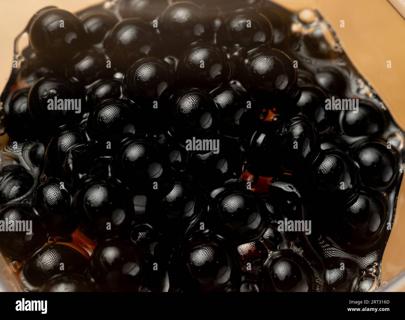 Closeup of black tapioca pearls for bubble tea, top view Stock Photo