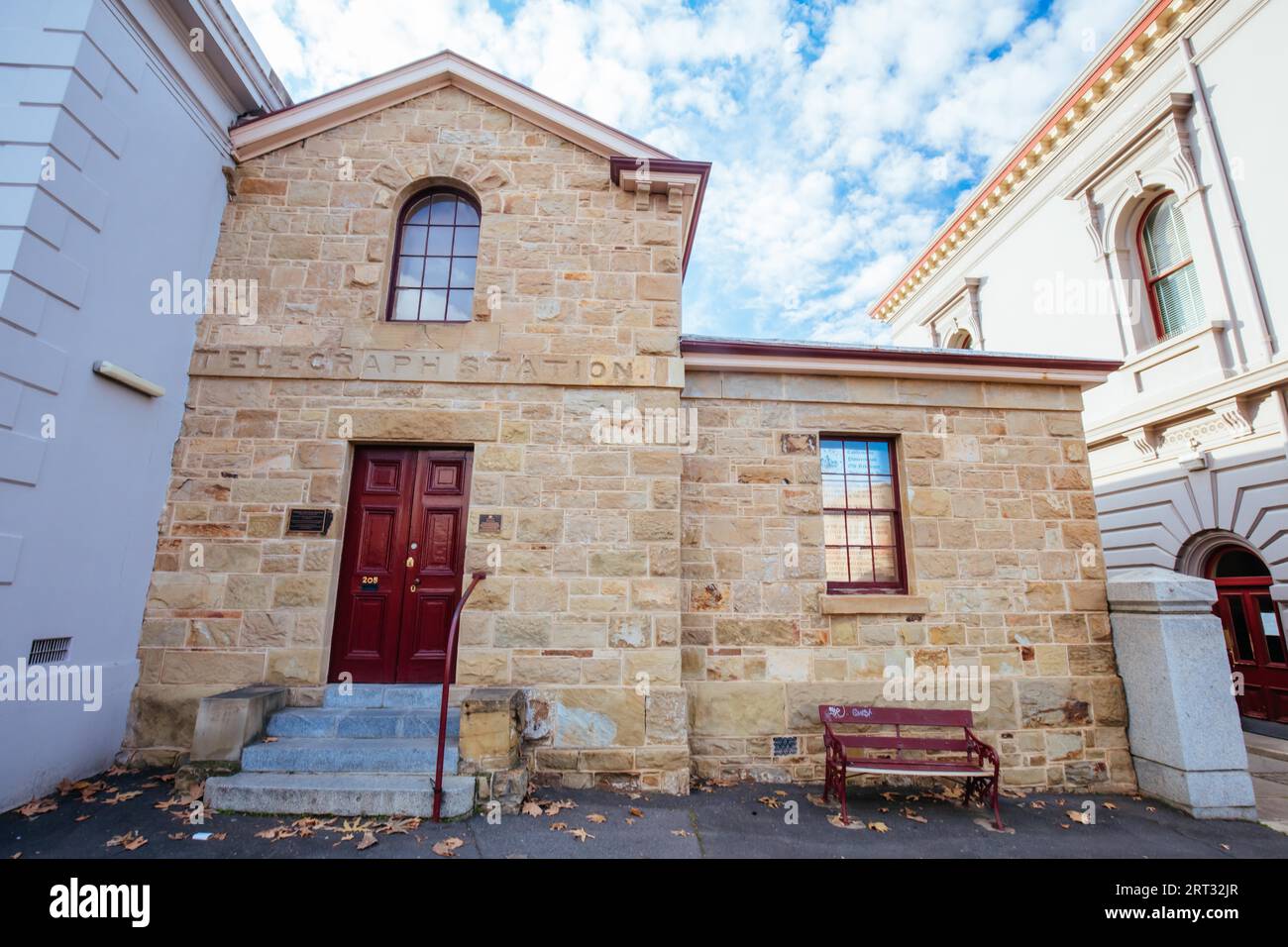 The iconic Castlemaine Telegraph Station on a clear winter's morning in central Victoria, Australia Stock Photo
