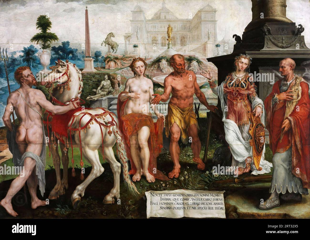 Maarten van Heemskerck (1498-1574) - Momus Criticizes the Gods Creations  1561. Stock Photo