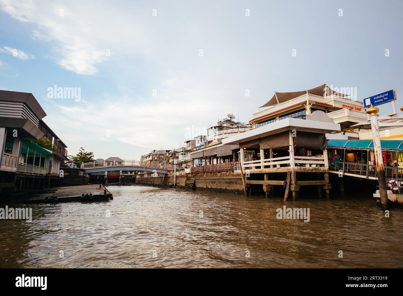 Bangkok, Thailand, April 22 2018: Boat travel in the canals of Bangkok on a hot sunny day Stock Photo