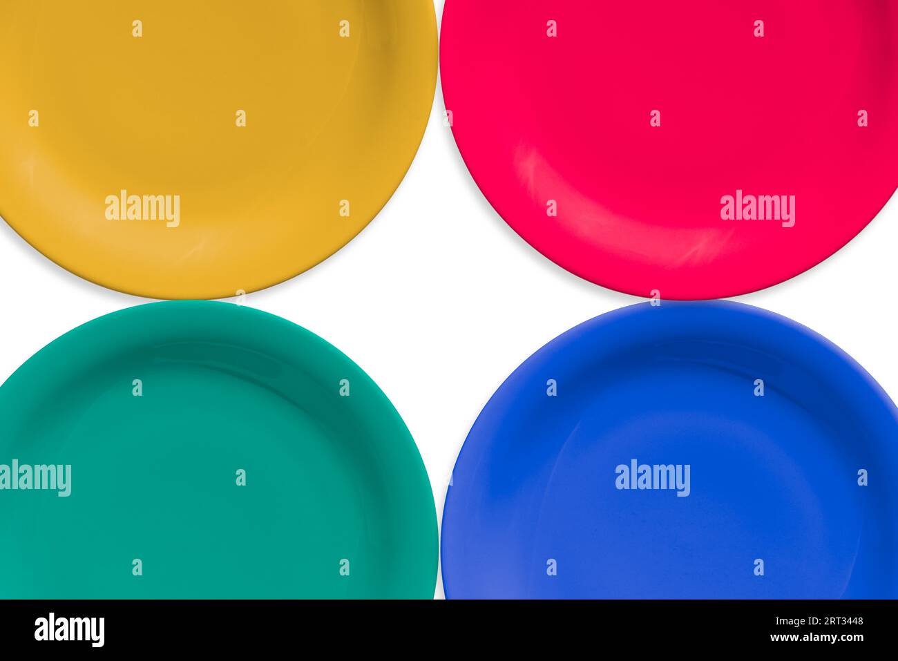 Colorful empty ceramic round plate isolated on white background Stock ...