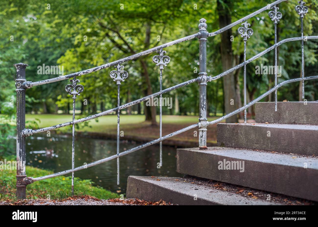 The railing in the park Stock Photo - Alamy
