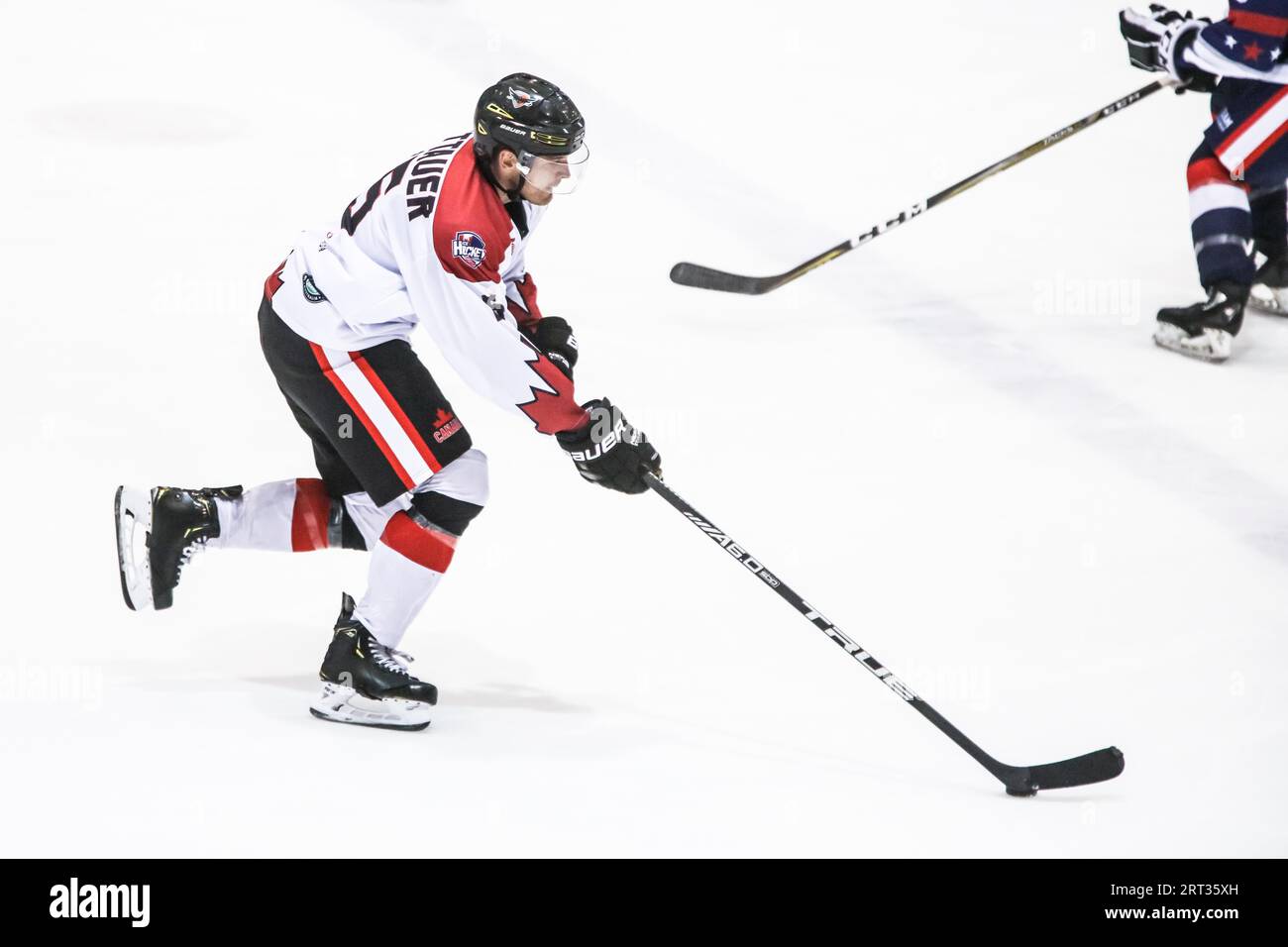 MELBOURNE, AUSTRALIA, JUNE 21 James Bettauer of Canada skates in the 2019 Ice Hockey Classic in