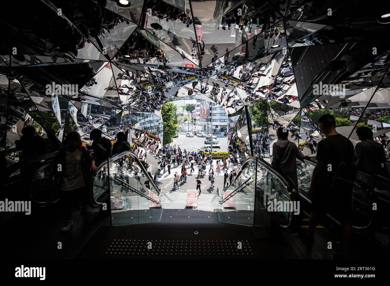 Tokyo, Japan, May 12 2019: The famous mirrors at the entrance of Tokyu Mall Plaza in Harajuku Stock Photo