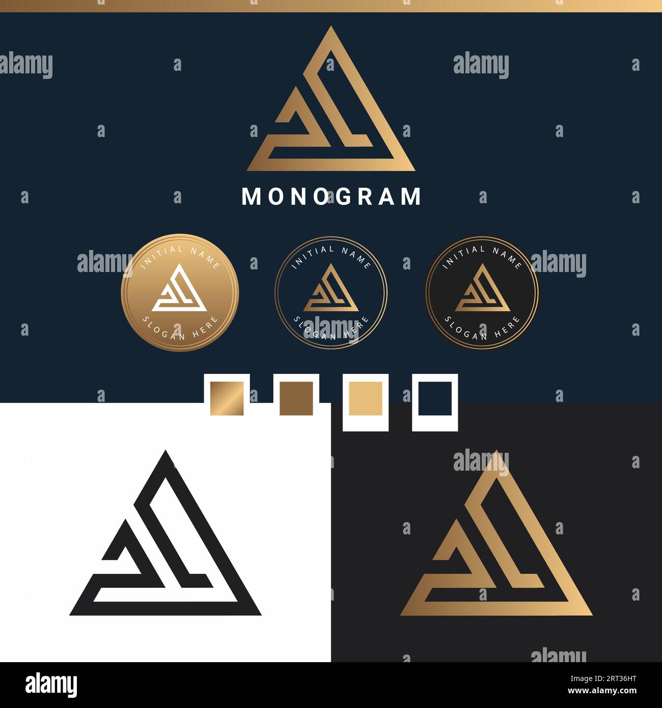Luxury Initial Letter ZD or DZ Monogram Text Letter Logo Design Stock Vector