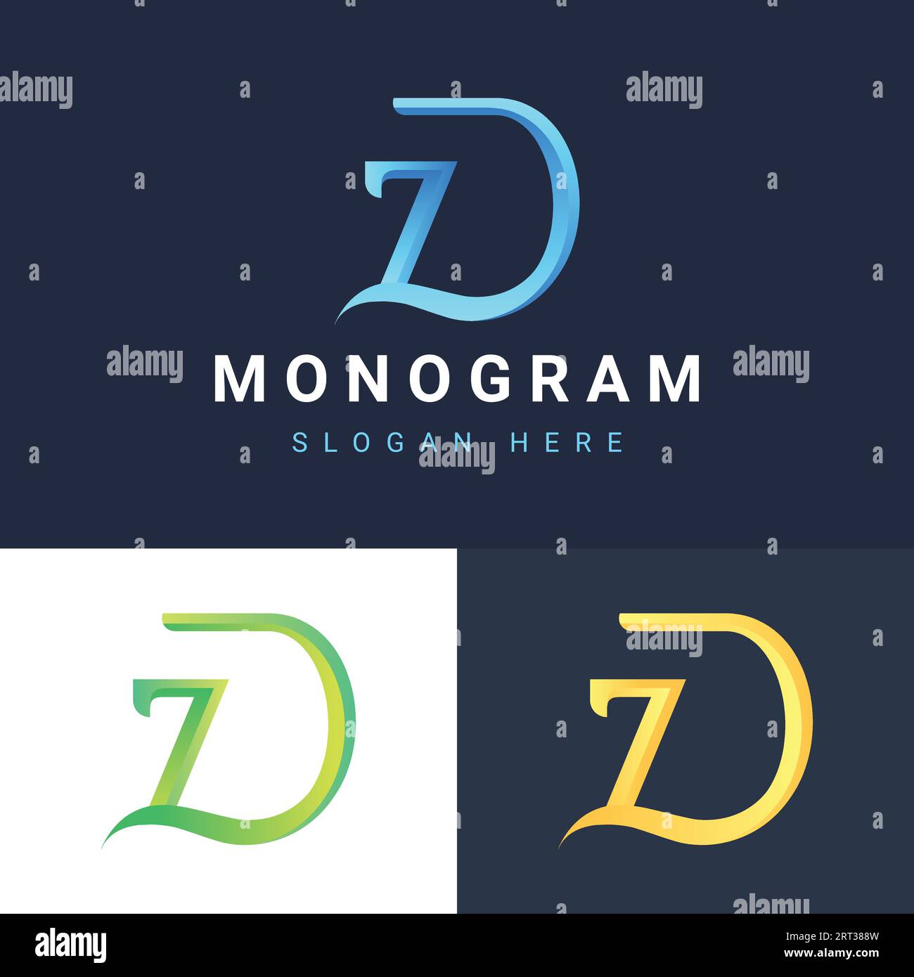 Luxury Initial Letter ZD or DZ Monogram Text Letter Logo Design Stock Vector