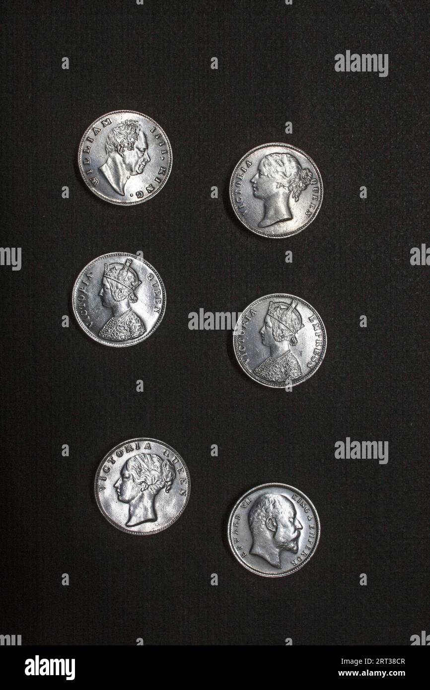 Old silver coins india hi-res stock photography and images - Alamy
