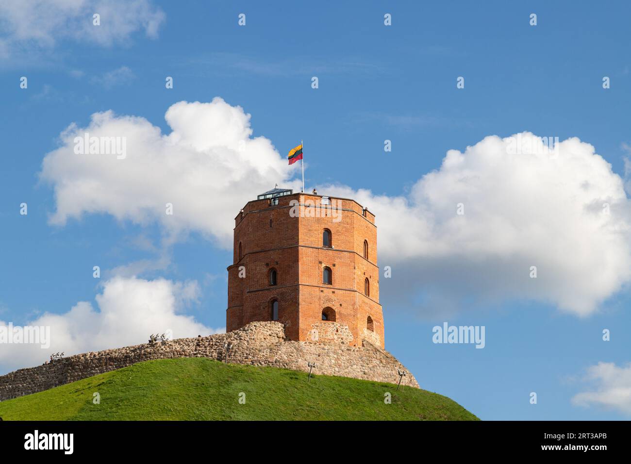 Gediminas castle tower in Vilnius Lithuania during the day. From the tower and walls you can see views of the city skyline Stock Photo