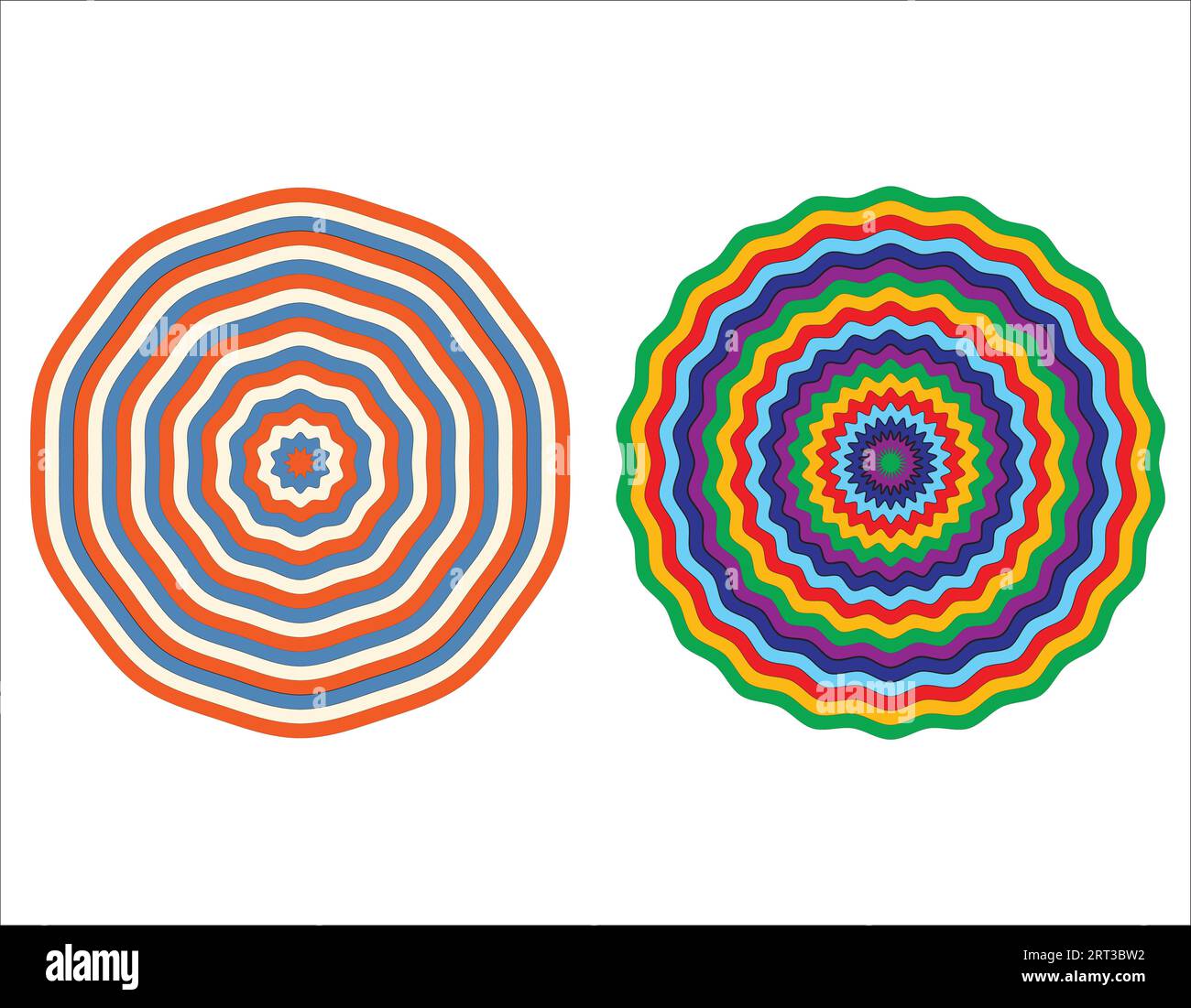 Concentric circle elements. Element for graphic web design, Template for print, textile, wrapping, decoration, mandala art color design Stock Vector
