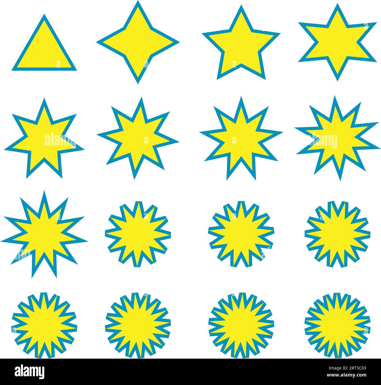 Colorful stars set: Vector assets for Christmas stars, festival celebrations, web or game design, and app icons. Vector illustration template isolated Stock Vector
