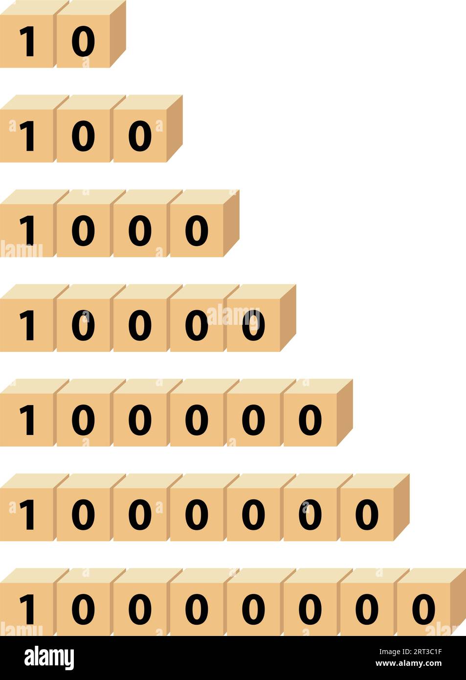 Children's numbers blocks.10 to 10000000 blocks. vector illustration