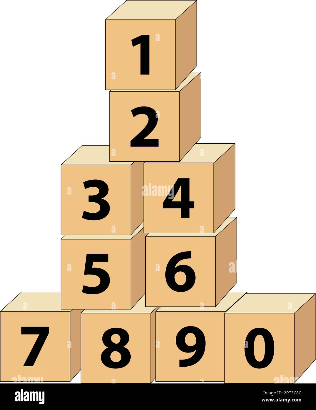 Children's number blocks, from 0 to 9, are educational blocks with big