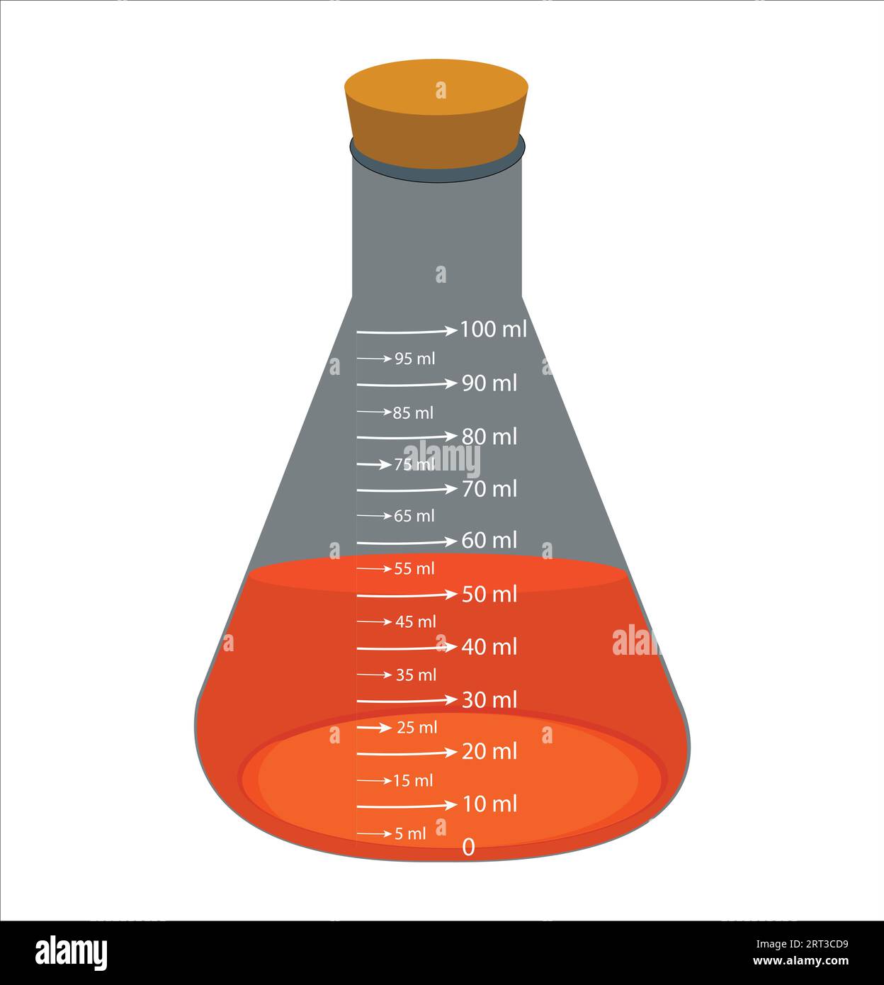 Glass laboratory chemical measuring flasks. with colorful liquids in a vector illustration set
