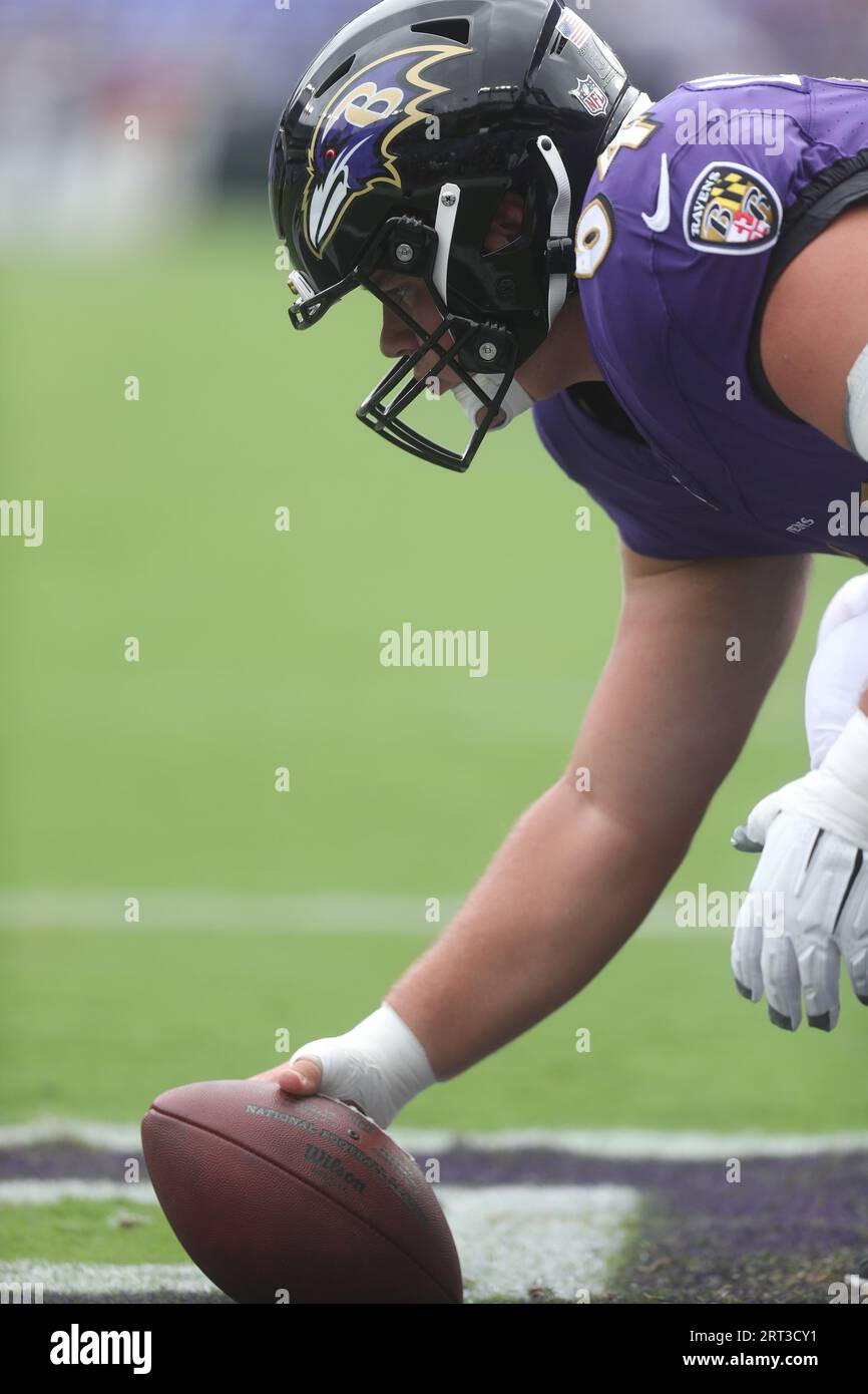 Baltimore Ravens center Tyler Linderbaum (64) in action during the