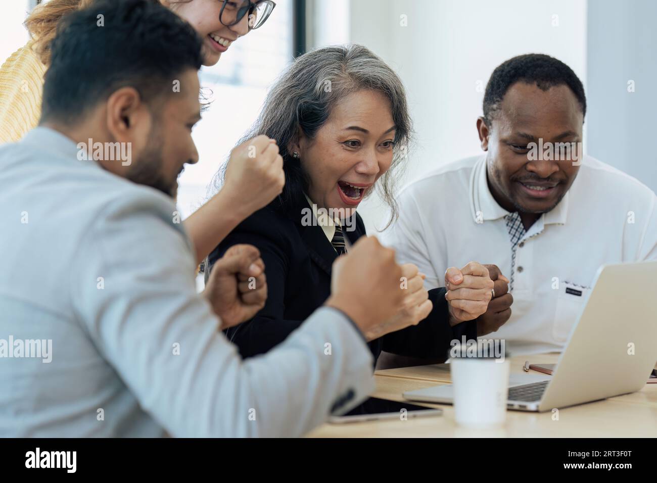 Excited business man raise hi-res stock photography and images - Alamy