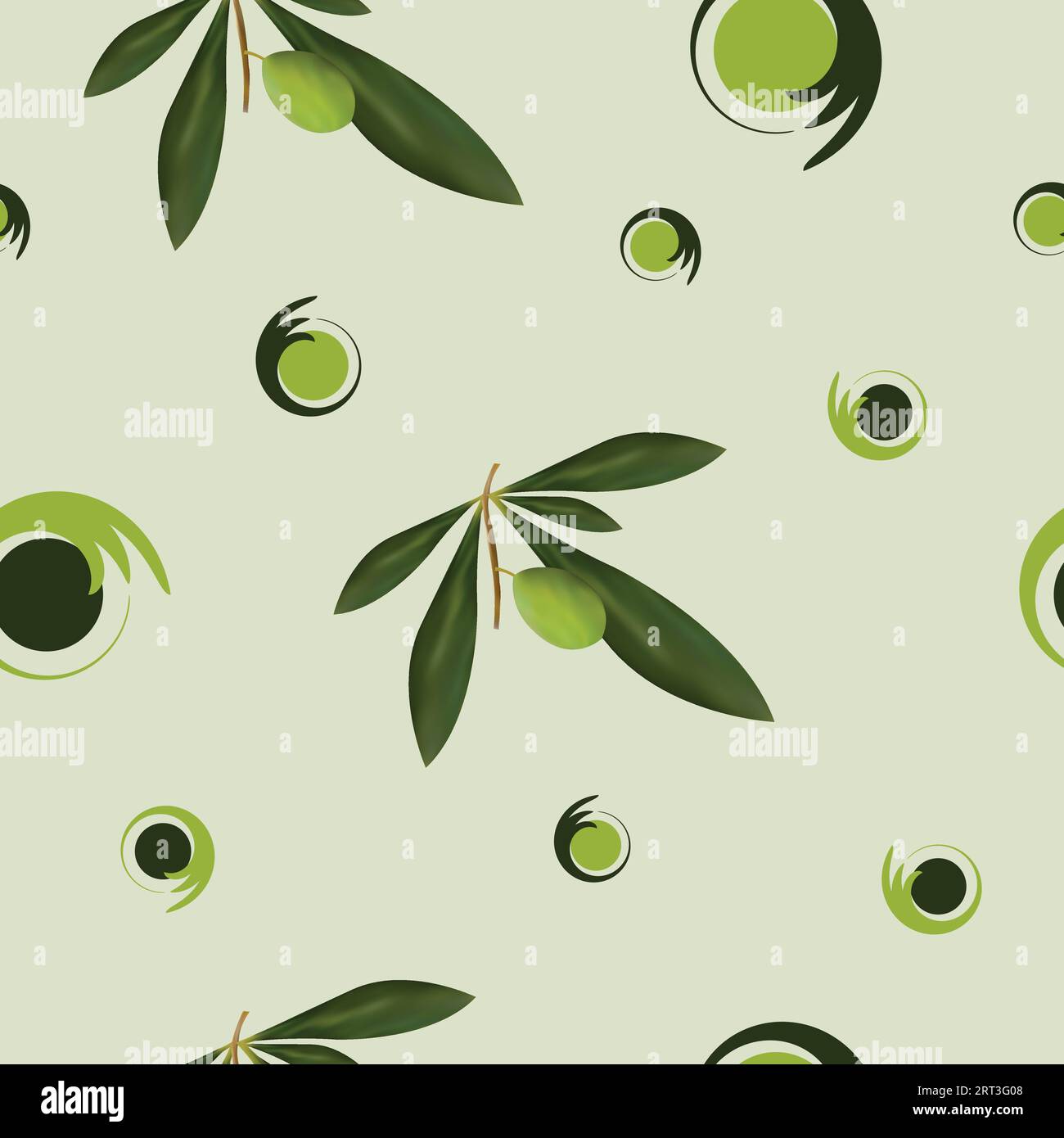 seamless pattern with green olive trees vector Stock Vector