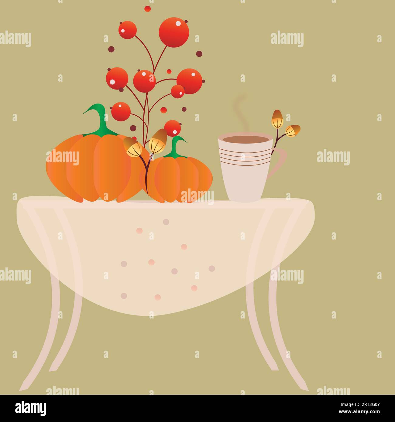 Autumn theme vector table with pumpkins hi-res stock photography and ...