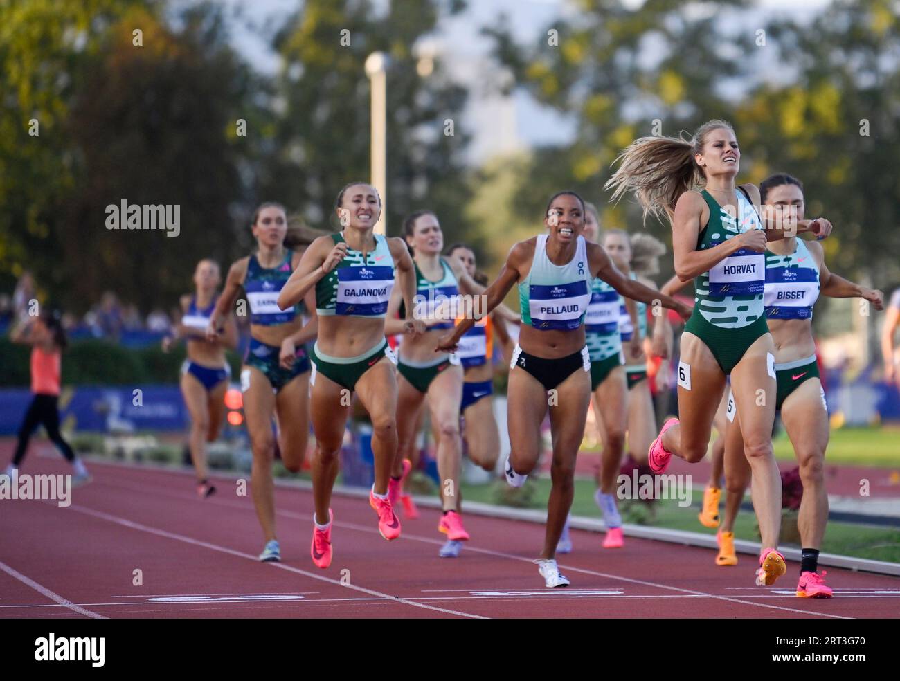 Zagreb, Croatia. 10th Sep, 2023. ZAGREB, CROATIA - SEPTEMBER 10: Gabriela Gajanova of Slovakia, Rachel Pellaud of Switzerland, Anita Horvat of Slovenia and Catriona Bisset of Australia competes in the Women's 800m during IAAF World Challenge Zagreb 2023 - 73rd Boris Hanzekovic Memorial at Athletic stadium Mladost on September 10, 2023 in Zagreb, Croatia in Zagreb, Croatia. Photo: Igor Soban/PIXSELL Credit: Pixsell/Alamy Live News Stock Photo