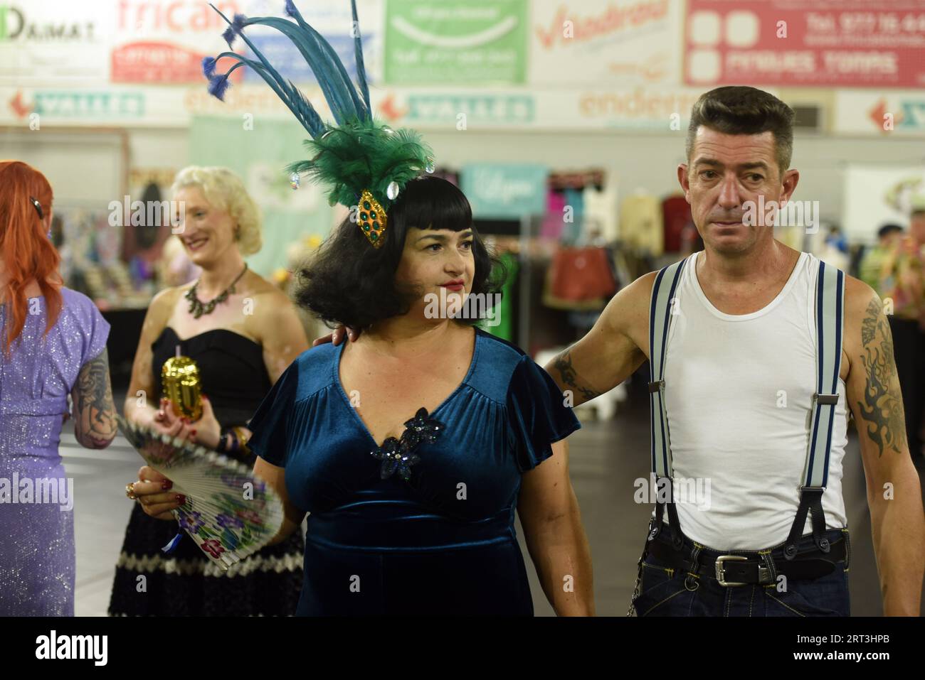 Calafell, Spain. 10th Sep, 2023. A couple dressed in Rockabilly aesthetics  during the High Rock-A-Billy Festival in Calafell. From September 7 to 10,  2023, the High Roc-A-Billy Festival has been held in
