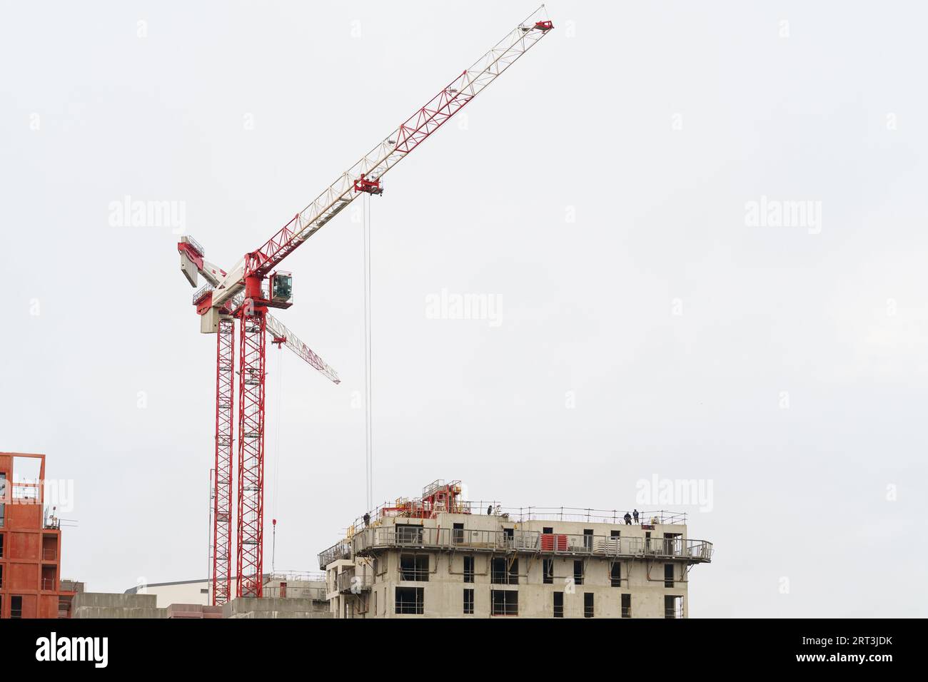 The construction of a residential building, workers are working on a