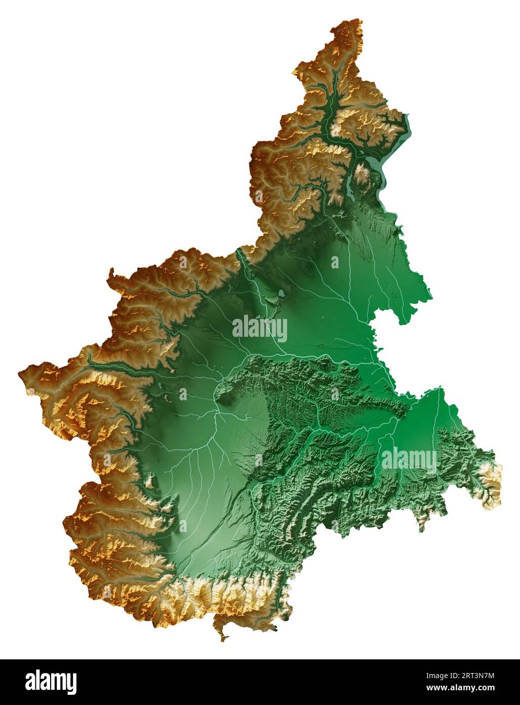 Piemonte (Piedmont). A region of Italy. Detailed 3D rendering of a ...