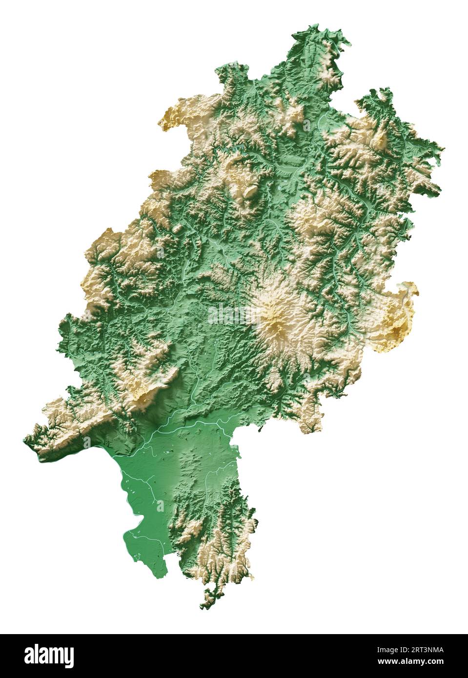 Hessen (Hesse). German state (Land). Detailed 3D rendering of a shaded