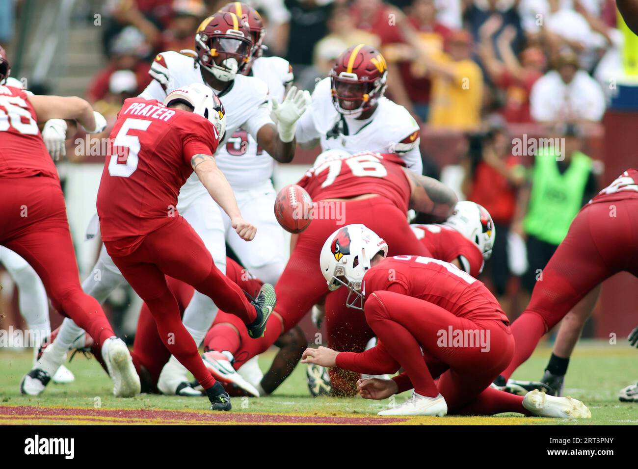 Arizona Cardinals place kicker Matt Prater (5) kicks during an NFL