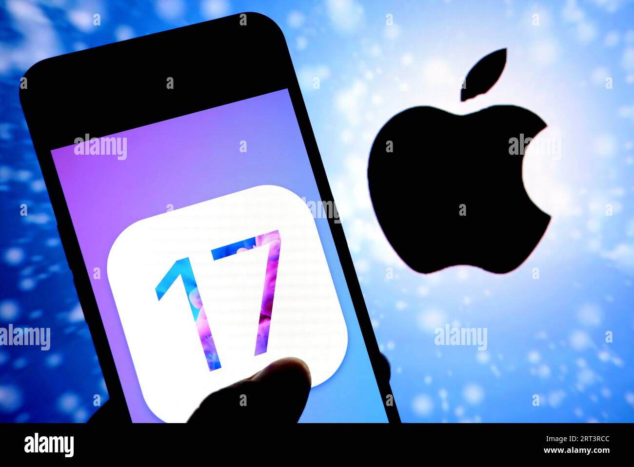 In this photo illustration, IOS 17 Operating System logo seen displayed ...